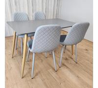 Kosy Koala Modern Rectangle Dark Grey Dining Table Set With 4 Grey Chairs Dining Room Furniture
