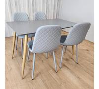 Kosy Koala Modern Rectangle Dark Grey Dining Table Set With 4 Grey Chairs Dining Room Furniture In Brown Brown