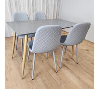 KOSY KOALA Modern Rectangle Dark Grey Dining Table Set With 4 Grey Chairs Dining Room Furniture in Brown KOSY KOALA Brown