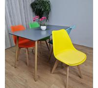 Kosy Koala Modern Rectangle Dark Grey Dining Table Set With 4 Mix Plastic Chairs Dining Room Furniture