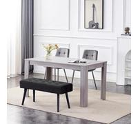 Kosy Koala Modern Rectangle Dining Table Set With 2 Grey Velvet Chairs And 1 Black Bench Dining Room Furniture