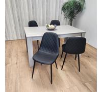 Kosy Koala Modern Rectangle Dining Table Set With 4 Black Gem Pattern Chairs Dining Room Furniture