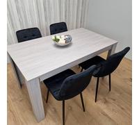Kosy Koala Modern Rectangle Dining Table Set With 4 Black Velvet Chairs Dining Room Furniture In Brown