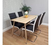 KOSY KOALA Modern Rectangle Dining Table Set With 4 Faux Leather Chairs in Black