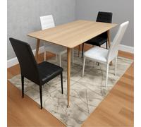 Kosy Koala Modern Rectangle Wood Effect Dining Table Set With 4 Mix Faux Leather Chairs Dining Room Furniture