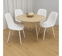 Kosy Koala Modern Round Dining Table Set With 4 White Faux Leather Chairs Dining Room Furniture