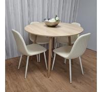 Kosy Koala Modern Round Dining Table With 4 Cream Faux Leather Chairs Kitchen Dining Room Furniture Set