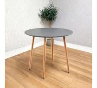 Kosy Koala Modern Round Wooden Dining Table 90Cm Grey Wooden Top With Metal Legs For Kitchen & Dining Room