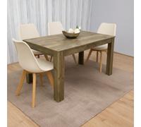 Kosy Koala Modern Rustic Effect Wood Dining Table With 4 Cream Plastic Chairs Dining Room Furniture