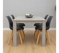 Kosy Koala Modern Stone Grey Effect Dining Table Set With 4 Grey Plastic Chairs Dining Room Furniture