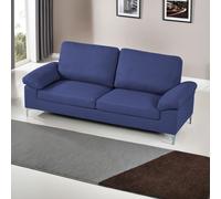 KOSY KOALA Modern Two Seater Sofa Blue Fabric with Chrome Feet - Comfortable Couch with Cushion for Living Room, Bedroom or Office KOSY KOALA Blue