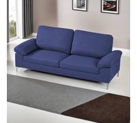 KOSY KOALA Modern Two Seater Sofa Blue Fabric with Chrome Feet - Comfortable Couch with Cushion for Living Room, Bedroom or Office