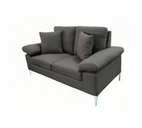 Kosy Koala Modern Two Seater Sofa Grey Fabric With Chrome Feet - Comfortable Couch With Cushion For Living Room, Bedroom Or Office