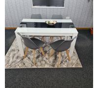 Kosy Koala Modern White And Black Dining Table Set With 4 Grey Chairs Dining Room Furniture