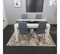 Kosy Koala Modern White And Black Dining Table Set With 4 Grey Faux Leather Chairs Dining Room Furniture