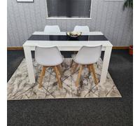 Kosy Koala Modern White And Black Dining Table Set With 4 White Chairs Multi