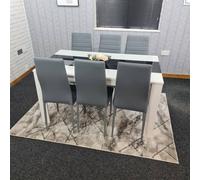 Kosy Koala Modern White And Black Dining Table Set With 6 Grey Chairs Dining Room Furniture In Brown Brown One Size