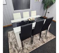 Kosy Koala Modern White And Black Dining Table Set With 6 Mix Chairs Dining Room Furniture