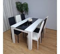 Kosy Koala Modern White And Black Dining Table Set With 6 Mix Chairs Dining Room Furniture Multi