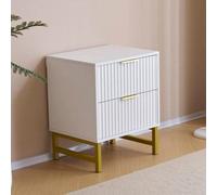 Kosy Koala Modern White Bedside Table With 2 Drawers And Gold Metal Legs, Elegant Storage Solution For Bedroom
