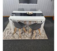 KOSY KOALA Modern White & Black Dining Table Set With 4 Grey Chairs Dining Room Furniture | Size: 140cm x 80cm
