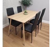 Kosy Koala Modern Wood Effect Dining Table Set With 4 Black Chairs Dining Room Furniture
