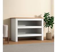 KOSY KOALA Open Shoe Rack - Two-Tier Storage Shelf with Wooden Top in White