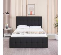 Kosy Koala Ottoman Bed Gas Lift Storage Black 4Ft Small Double Velvet Cushioned Bedroom Black One Size