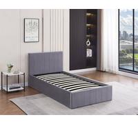 Kosy Koala Ottoman Bed Gas Lift Storage Grey 3Ft Single Line Pattern Velvet Pine Wood Bedroom