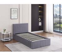 KOSY KOALA Ottoman Bed Gas Lift Storage Grey 3ft Single Line Pattern Velvet Pine Wood Bedroom KOSY KOALA Grey