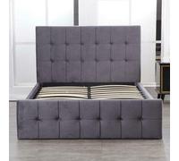 Kosy Koala Ottoman Bed Gas Lift Storage Grey 4Ft Small Double And 1 Mattress Cushioned Velvet Bedroom