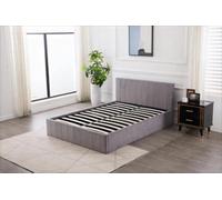 Kosy Koala Ottoman Bed Gas Lift Storage Grey 4Ft6 Double Line Pattern Velvet Bedroom