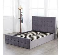 Kosy Koala Ottoman Bed Gas Lift Storage Grey 4Ft6 Double Without Mattress Cushioned Velvet Bedroom