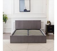 Kosy Koala Ottoman Bed Gas Lift Storage Grey 4Ft6 Doublewithout Mattress Line Pattern Velvet Bedroom