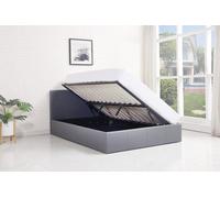 Kosy Koala Ottoman Bed Gas Lift Storage Leather Grey 4Ft Small Double With 1 Mattress Pine Wood Bedroom