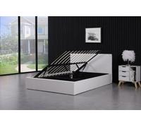 Kosy Koala Ottoman Bed Gas Lift Storage Leather White 4Ft6 Double With 1 Mattress Pine Wood Bedroom