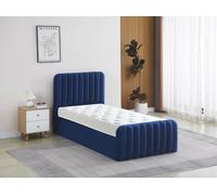 Kosy Koala Ottoman Gas Lift Storage Bed 3Ft Single And 1 Mattress Blue Velvet Bedroom Blue Single