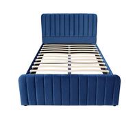 Kosy Koala Ottoman Gas Lift Storage Bed 4Ft Small Double Blue Without Mattress Velvet Bedroom Furniture