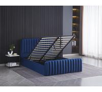 Ottoman Gas Lift Storage Bed 4ft6 Double Blue Velvet Bedroom Furniture KOSY KOALA Blue One Size