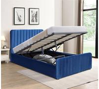 Kosy Koala Ottoman Gas Lift Up Storage Bed 3Ft Single Blue Without Mattress Velvet Bed Bed Bedroom Furniture