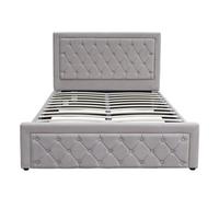 Kosy Koala Ottoman Storage Gaslift Bed 4Ft Small Double Grey Velvet With 4Ft Memory Foam Mattress Bedroom Furniture