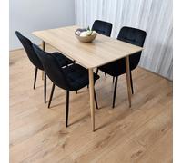 Kosy Koala Dining Table And 4 Chairs Wood Effect 4 Black Velvet Chairs, Multi
