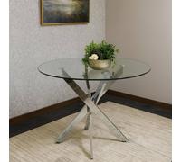 Kosy Koala Round Glass Dining Table With Chrome Legs, Living / Dining Room, Kitchen In Clear Clear One Size