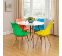 Kosy Koala Round Kitchen Dining Table Set And 4 Colourful Tulip Chairs Wood Circular Table