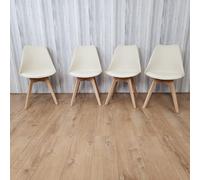 KOSY KOALA Set of 4 Cream Dining Chairs PU Leather with Soft Padded Seat for Dining Room KOSY KOALA Multicolor