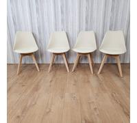 Kosy Koala Set Of 4 Cream Dining Chairs Pu Leather With Soft Padded Seat For Dining Room Multi