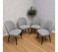 Kosy Koala Set Of 4 Grey Dining Chairs With Curved Padded Backrests & Black Metal Legs
