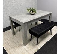 Kosy Koala Stone Grey Effect Wood Dining Table Set With 2 Black Velvet Benches Stylish Dining Room Furniture