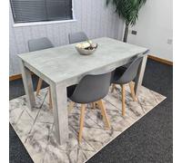 Kosy Koala Stone Grey Effect Wood Dining Table Set With 4 Grey Plastic Chairs Modern Dining Room Furniture Grey One Size
