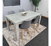 Kosy Koala Stone Grey Effect Wood Dining Table Set With 4 Grey Plastic Chairs Modern Dining Room Furniture